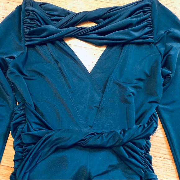 STYLESTALKER TEAL BLUE RUCHED BODY HUGGING DRESS - Picture 4 of 4